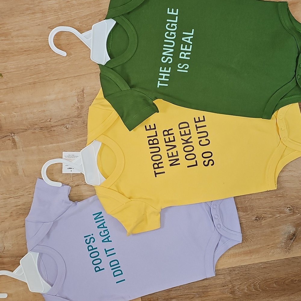 Set Of 3 Say What? Sarcastic Onesies 3-6 Months The Snuggle Is Real Baby Shirts